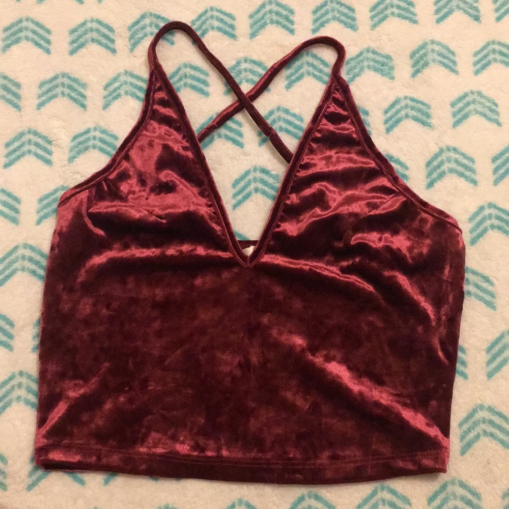 Burgundy Velvet Crop Top